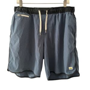 Vuori Men's Extra Large 7" Unlined Blue Black Banks Shorts Drawstring Pockets